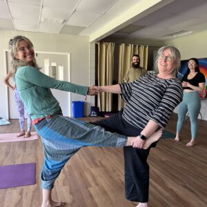 Partner Yoga at the Sorrento 200hr Yoga Teacher Training in the Shuswap, BC.