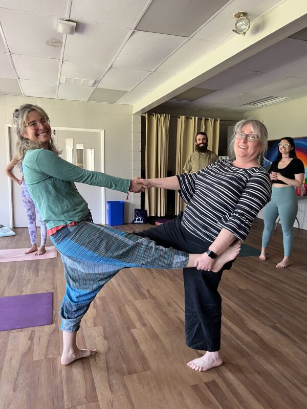 Partner Yoga at the Sorrento 200hr Yoga Teacher Training in the Shuswap, BC.