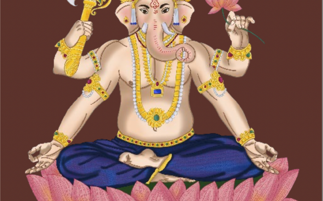 Ganesha sitting in Siddhasana