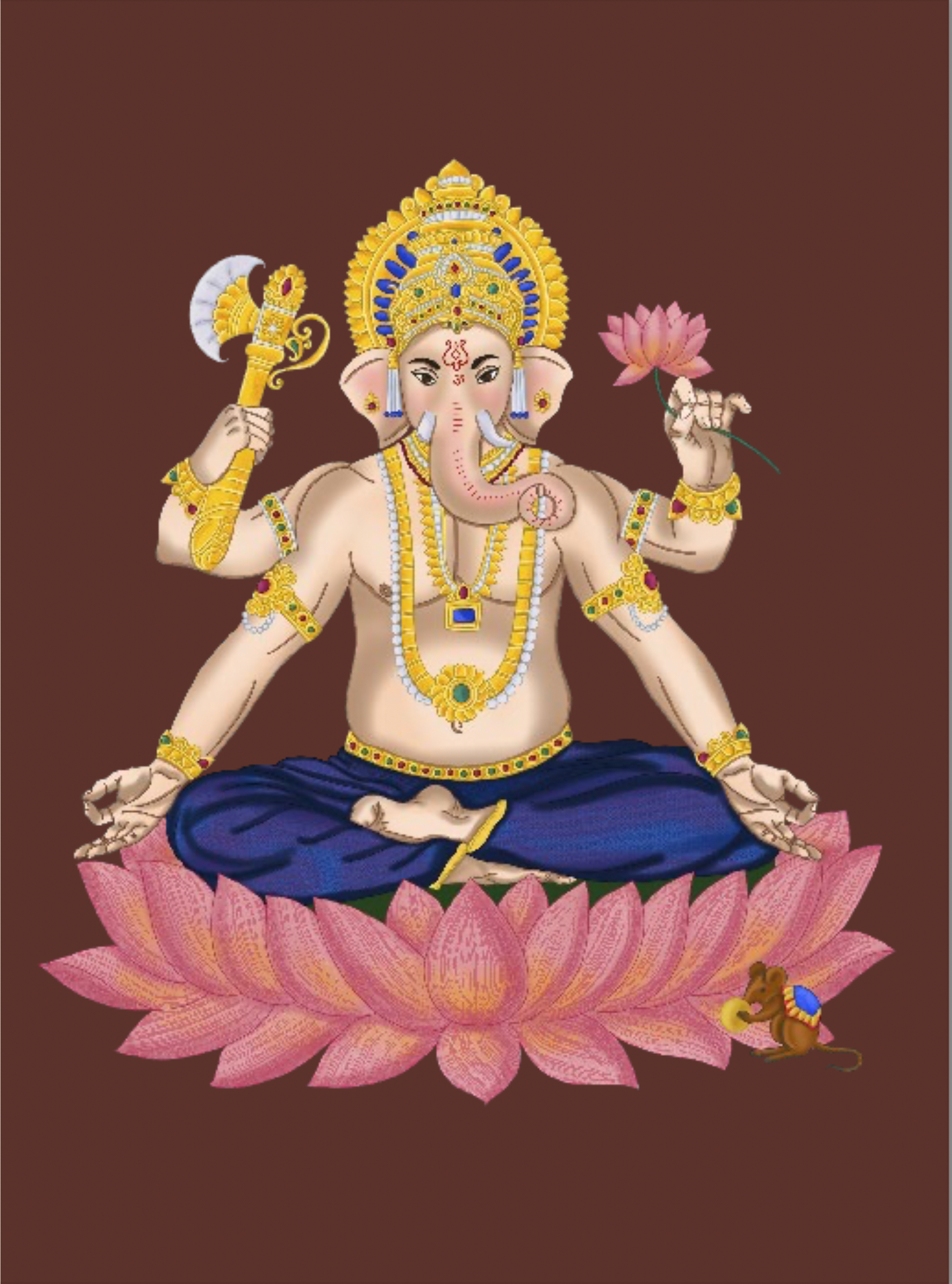 Ganesha sitting in Siddhasana