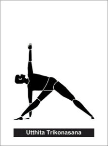 The sidebend pose, Trikonasana, triange. Image from yogafont.uk