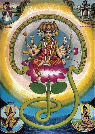 Goddess Gayatri by Raja Ravi Verma