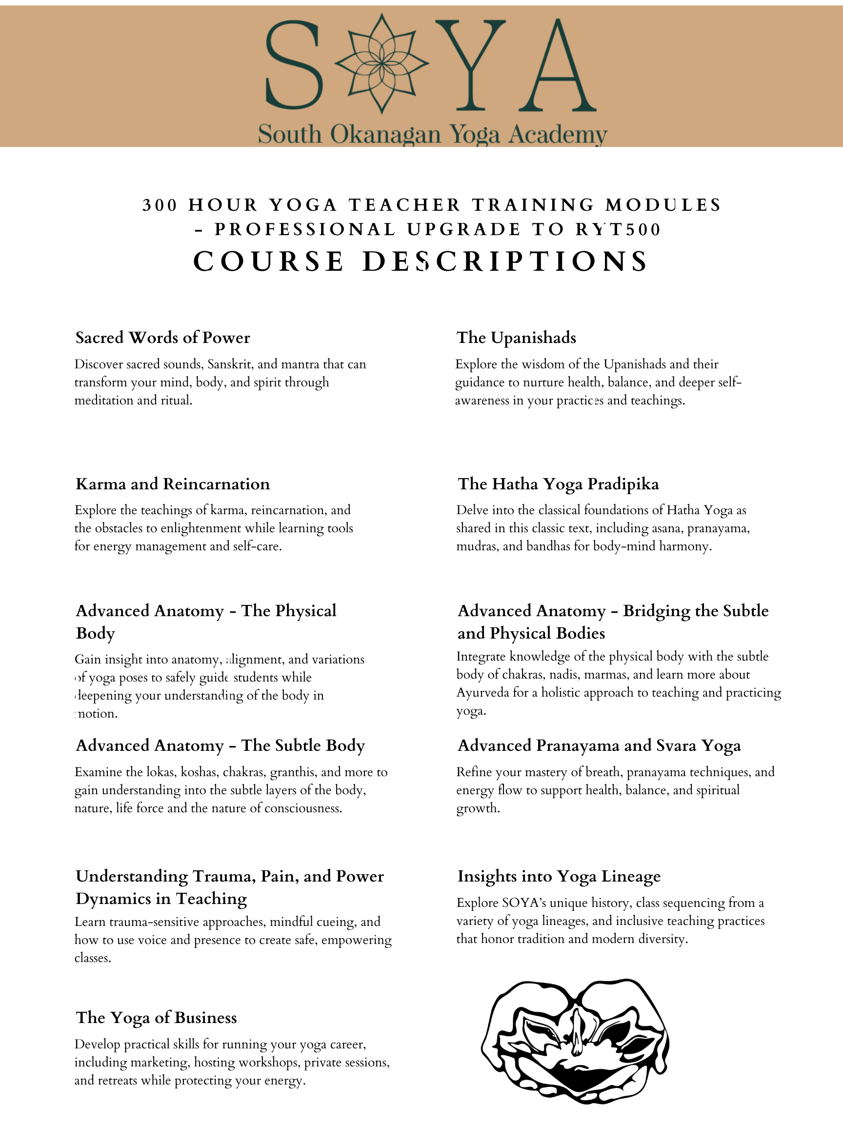 Course Descriptions 300HR yoga teacher training, yoga philosophy, yoga studies, traditional yoga studies, classical yoga, hatha yoga, upanishads, hatha yoga pradipika